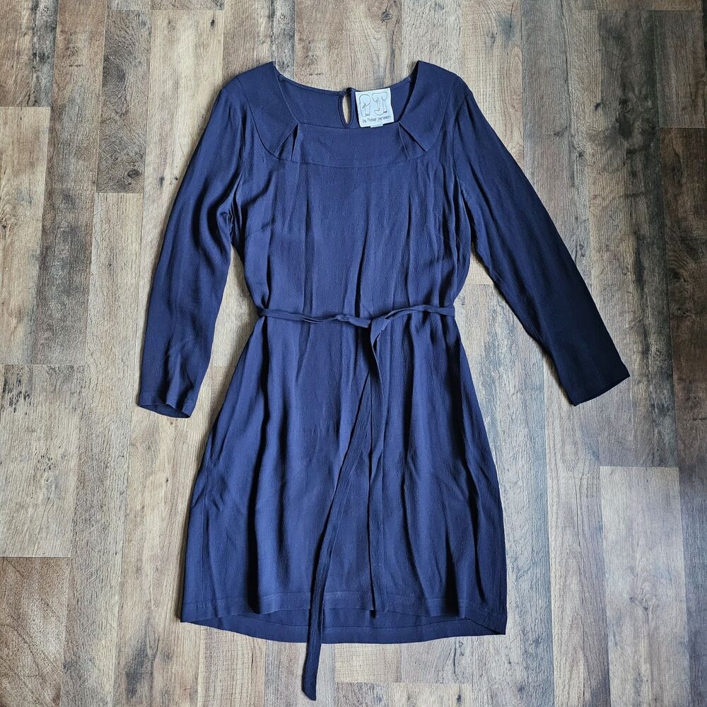 Peter Jensen Navy Blue Long Sleeve Mini Dress Retro Indie Whimsygoth Boho M